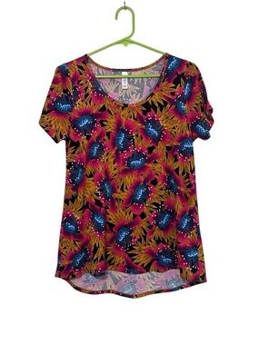 LuLaRoe Perfect T Short Sleeve Floral High-Low Tunic Top Small